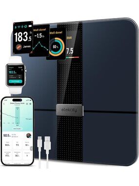 Smart Body Weight Scale with Fat & BMI Measurement, FSA Eligible, Sleek Black